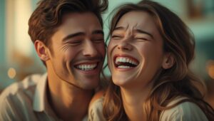 A-young-couple-laughing-through-tears